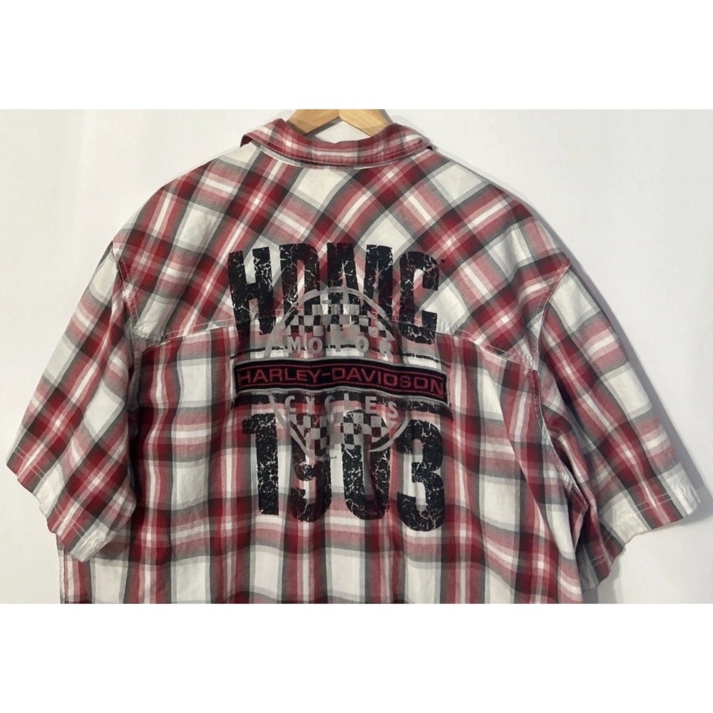Mens Vintage Harley-Davidson Button Front Short Sleeve Shirt Sz 3XL Flap Pockets